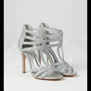 Brash Silver Strappy Heels